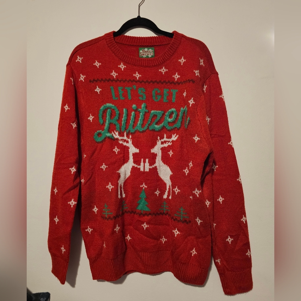 Party sweater let's get blitzen ugly christmas sweater